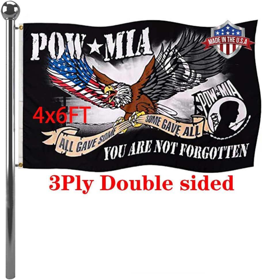 Jayus Eagle Pow Mia Flag Double Sided 4x6 Outdoor-Vivid Colors polyester 220D 3Ply Pow Flags Banner- You Are Not Forgotten Prisoner of War Mia Flag with 2 Grommets
