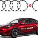 Pack of 5 All-in-one Wheel Rim Protector for Tesla Model Y 21'' Uberturbine Wheel - Strips for Curb Rash Prevention - Set of 5 Rim Protector Easy to Install(Gunpowder,21'',5pcs)