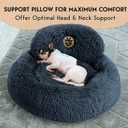 PetJett Small Dog Bed - 23'' Round Dog Beds, Calming Puppy Bed - Washable Dog Bed - Anti-Slip, Super Soft Fluffy Plush Faux Fur Pet Bed, Anti-Anxiety Premium Comfort Donut Bed, Fits Dogs Upto 25 lbs