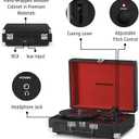 Crosley CR8005F-BK Cruiser Plus Vintage 3-Speed Bluetooth in/Out Suitcase Vinyl Record Player Turntable, Black/Red