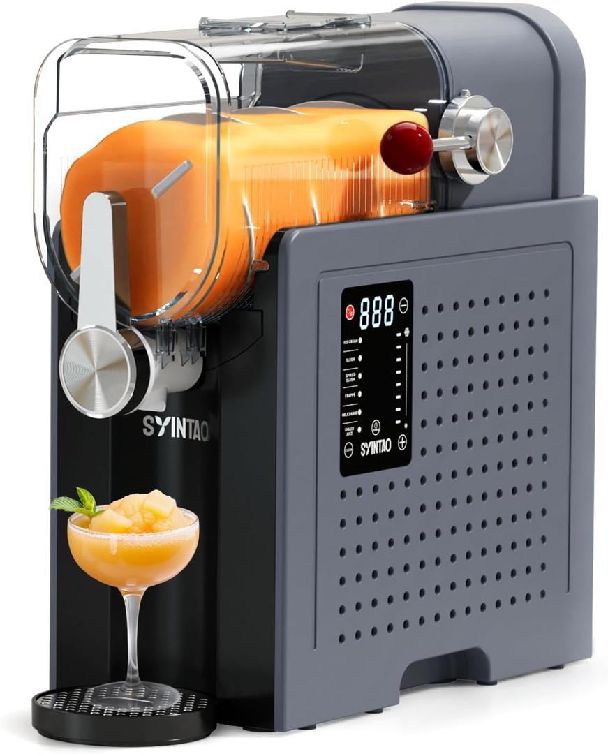 Slushie Machine for Home, Soft Serve Ice Cream Machine, 88oz Slushy Machine with 6 Preset Programs, Frozen Drink Maker for slush, Margaritas, Smoothie, Frapps, Milkshakes, and More (Cool Gray)