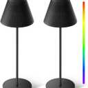 Honeywell M1 Cordless Small Table Lamp Rechargeable, 5200mAh Battery Operated LED Table Lamp, 4 Color 9RGB Stepless Dimmable Touch Control Night Light for Bedroom Restaurant Bedside (2, Black)