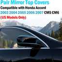 Yumzeco 2PCS Compatible with Honda Accord Mirror Cover 7th Gen 2003 2004 2005 2006 2007, Driver Passenger Side Rearview Mirror Caps Replacement for Honda Accord W/O Light Hole (US Model)- Glossy Black