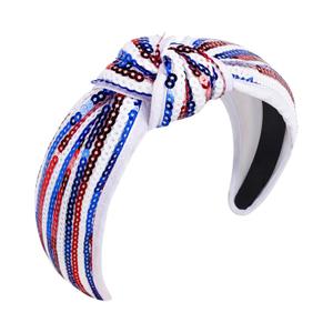 Joyline 4th of July Headband for Women Red White Blue Patriotic Sequin Patriotic Hairband American Flag USA Independence Day Headbands Hair Accessories Gifts (Red White Blue)