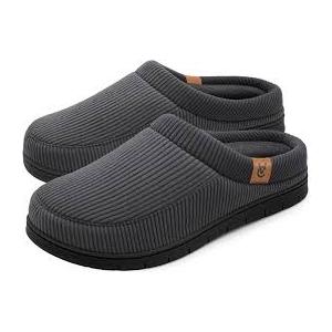 VeraCosy Men's Two-Tone Memory Foam House Slippers Indoor Outdoor Durable Rubber Sole 10