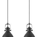 Farmhouse Pendant Lights Kitchen Island, 8.6 inches Matte Black Pendant Light Fixtures, Industrial Kitchen Pendant Lighting, Modern Hanging Light Fixture for Kitchen Sink Dining Room, 2 Pack