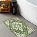 Uphome Vintage Tribal Bath Mat Sage Green Boho Non-Slip Bathroom Rug Oriental Soft Machine Washable Bathroom Mat Cute Aesthetic Floral Bath Mats for Bathroom Decor for Sink Tub Door Mat, 18x25 inch