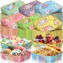 Mifoci 36 Pcs Tea Party Paper Plates Floral Food Trays 5 Lbs Large Disposable Serving Trays Vintage Nacho Boats for Birthday Weddings Bridal Showers Mother's Day Supplies Spring Decorations