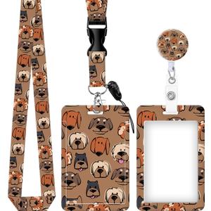 ID Badge Holder with Retractable and Detachable Lanyard, Cute Badge Reel Breakaway Lanyard with Carabiner Clip for Women, Teachers, Nurses, Students, Perfect Work and Office (Cute Funny Dogs)