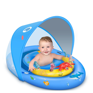 LAYCOL Baby Pool Float with UPF50+ Sun Protection Canopy and Toy Play Console for Infant, Toddler, Adjustable Safety Seat for 3-36 Months