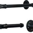 HouseAid 3-Pieces Industrial Pipe Towel Holder Set, Rustic Steel Towel Rack Kit, Farmhouse Vintage Style Towel Bar Accessories for Bathroom, Wall Mounted, Matte Black