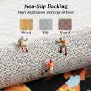 Rugflix Scalloped Floral Rug for Entryway, 2x3 Washable Non-Slip Kitchen Area Rugs, Small Low Pile Indoor Door Mat, Soft Entrance Carpet for Bathroom Bedroom, Dark Black