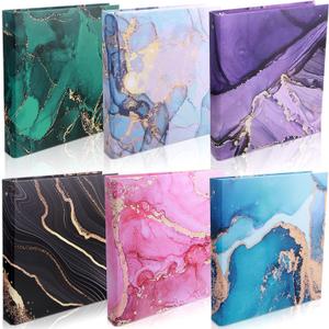 6 Pcs Marble 3 Ring Binders 10.5 x 12 Inch Cute Decorative Aesthetic Hardcover Round Ring Binders for Loose Leaf Paper Letter Size Paper School Office Supplies