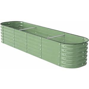 8x2 ft Galvanized Metal Raised Garden Bed 17-Inch Tall, Light Green, 8 × 2 × 1.4 FT