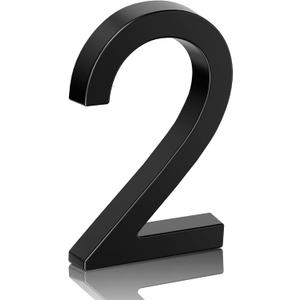 6" Floating Stainless Steel Address House Number, Modern Metal Anti-Rust House Numbers with Nail Kits for Door Garden Mailbox Decor Visibility Signage (2)