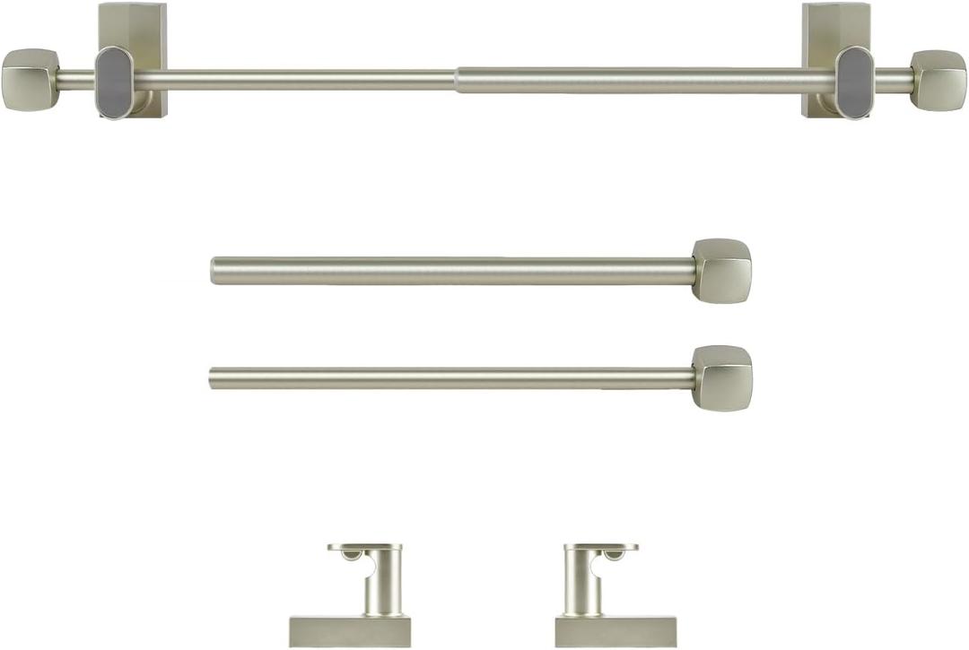 Magnetic Curtain Rods for Metal DoorsNo tools required Easy to use,Multi-Use Adjustable Appliance for Windows Iron Steel Places,Kitchen and bathroom supplies,09-16 Inch4 Pack,Nickel