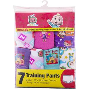 Coco Melon Unisex Baby Amazon Exclusive Toddler Potty Training Pants with Stickers and Success Tracking Chart, CoComelon 7-Pack