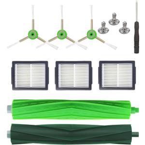 Replacement Parts for iRobot Roomba - Multi-Surface Rubber Brushes, HEPA Filters, Edge-Sweeping Brushes - Compatible with i Series (i3/i4/i6/i7/i8), J7, E Series (E5/E6/E7) Vacuum Cleaners