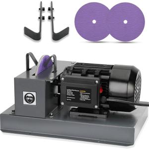 Lawn Mower Blade Sharpener, 2/3HP 500W Mower Grinder with 7 Inch Ceramic Grinding Wheel and 1 Pair 60 Grit Sandpaper & 40 Bracket for High/Low Lift, Gator & Flat Blades Sharpen