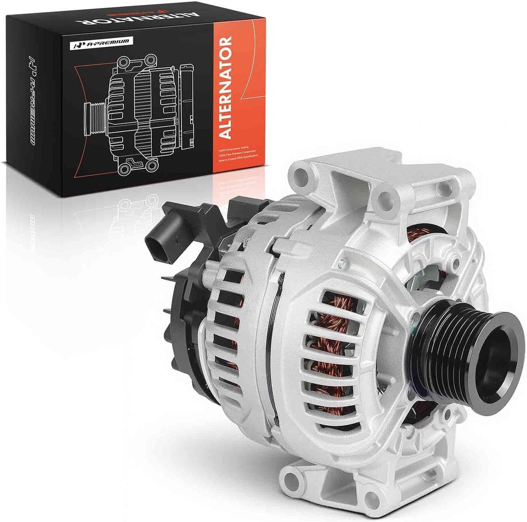 A-Premium Alternator Compatible with Mercedes-Benz W203 C230 06-09, W203 C280 06-07, C300, C350, E350, SLK280, SLK300, SLK350, CLK350, V6 3.0L 3.5L, 12V 150Amp CW 6-Groove Pulley, Replace# 0124525054