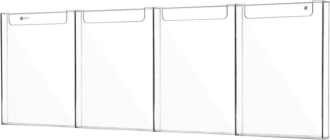Barydat Acrylic Brochure Holder, 8.5 x 11 Inch Flyer Magazine Display Wall Mount Pamphlet Rack Clear Plastic Brochure Stand Literature Holder for Office Classroom Home (4 Pockets)