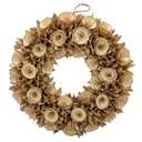 Galt International 18” Natural Woodchip Rose Harvest Wreath - Intricate Front Door Wreath - Beautiful Indoor and Outdoor Wreath for Any Season Rustic Farm Home Decor - 18” Round Wreath (Natural)