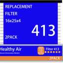 2 Pack 413 Replacement Filter Compatible with AprilAire Whole House Air Purifier 1410, 1610, 2410, 2416, 3410, 4400, MERV 13 Air Filter, 16 x 25 x 4 Inches