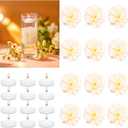 UDU 24 Pcs Floating Candles for Centerpieces and Floating Flowers for Centerpieces Artificial Flower Head for Home Birthday Wedding Party Table Decor Champagne