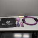 LIONSCOOL Pilates Ring Set – 14" Anti-Deformation Magic Circle with Padded Handles, Mini Ball, Resistance Bands, Guide & Bag, Purple Color