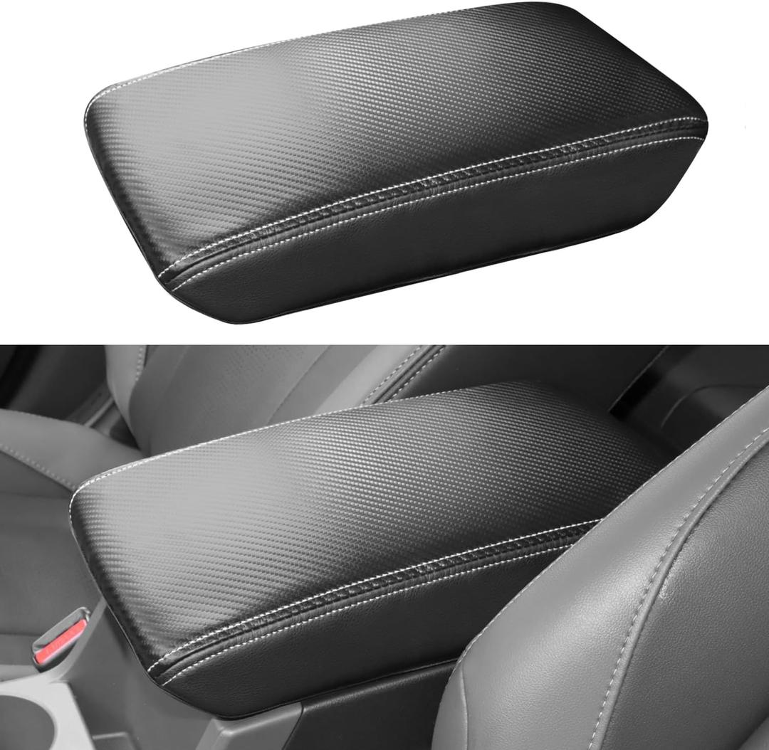 INTGET for 2026 Subaru Crosstrek/Impreza Accessories 2024 2025 Center Console Cover Leather Car Armrest Arm Rest Box Lid Middle Console Seat Cover Protector (Carbon Fiber Texture, 2024+)