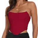 Women's Vintage Strapless Open Back Boned Mesh Bustier Zip Back Corset Bodyshaper Crop Top
