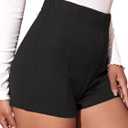 Floerns Women's Casual High Waist Skinny Shorts with Pocket (Medium, Black Solid)