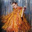 Tinsel Dress for Women, Multi Layer Tinsel Fringe Foil Dance Costume for Carnival Christmas Festive Party Event (Small)
