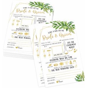 Hadley Designs 25 Greenery Wedding Advice Cards Boxes for Reception, Wedding Guest Book, Advice for Bridal Shower Games, Guests Advice and Groom Wedding Games