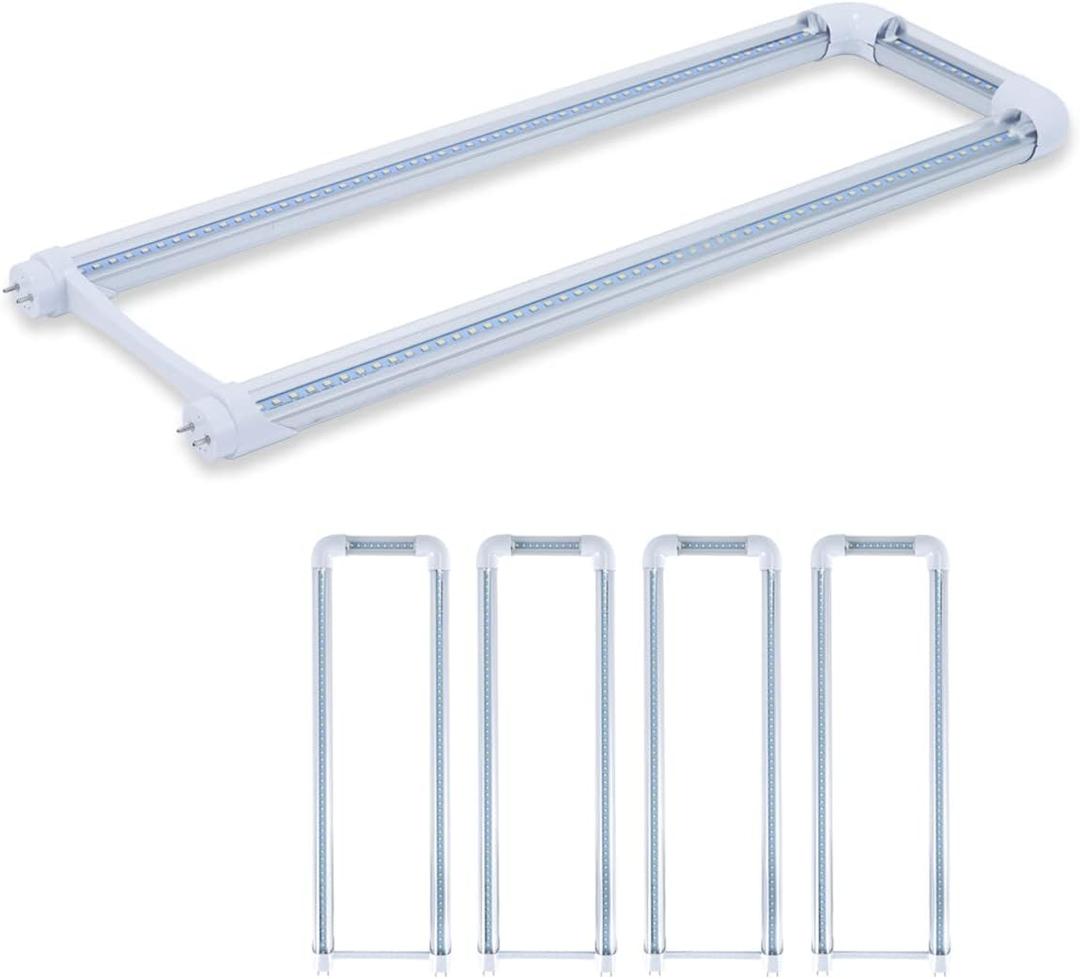 4-Pack T8 U Bend LED Tube Light 2FT 24W (60W Equivalent) U Shaped Bulb 6000K Daylight White 2640lm for Fluorescent Replacement, Dual-End Powered