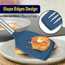 HOTEC Silicone Spatula Set of 2 Heat-Resistant 600F & BPA-Free Kitchen SaptulaTurner with Stainless Steel Handles, Slotted & Solid Spatulas for Nonstick Cookware, 13.7 Inch, Classic Blue