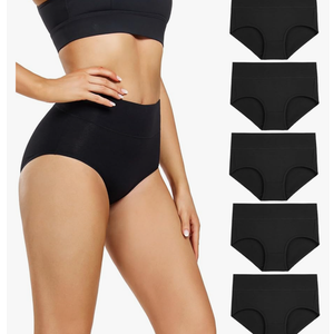 wirarpa Women's Underwear High Waisted Ladies Cotton Panties Soft Full Coverage Briefs 5 Pack (Regular & Plus SizeL)
