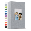 Photo Album 4x6 with 300 Pockets,Slip-in Picture Albums,Linen Cover Memory Book with Front Window,White Page Vertical Photo Book for Wedding,Family,Anniversare,Baby,Vacation