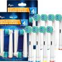 Replacement Brush Heads Compatible with Oral B- Sensitive Gum Care Electric Toothbrush Heads - Pk of 8 Generic Sensitive Brushes- Fits Oral-b Braun 7000, Pro 1000, 9600, 500, 3000, 8000 Clean (White)