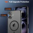 SUPFINE Magnetic for iPhone 16 Plus Case (Compatible with MagSafe) (Military Grade Drop Protection) Translucent Matte Shockproof with Anti-Fingerprint Phone Cover,Black