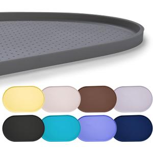 Hubulk 100% Waterproof Silicone Pet Feeding Mat with Raised Edge for Food and Water, Dog Bowl Mats, Cat Bowls Placemat with High Lip Protects Floor for Cats and Dogs (Gray, 19" L x 12" W)