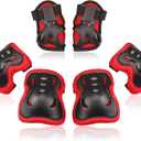 BOSONER Kids/Youth Knee Pad Elbow Pads Guards Protective Gear Set for Roller Skates Cycling BMX Bike Skateboard Inline Skatings Scooter Riding Sports (Small (3-8 years), Black / Red)