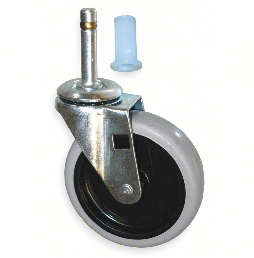 4 Inches Stem Caster Wheels, 7/16-Inch Stem Diameter Swivel Casters Set of 4 with Side Brake, Heavy Duty TPR Replacement Wheels for Utility Cart Rubbermaid Mop Bucket Shop Vac Weber Grills