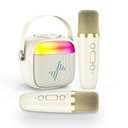 LENRUE Karaoke Machine for Kids, Birthday Gifts for Girls Boys with Wireless Microphone, Led Lights, Portable Bluetooth Speaker for Home, Family, Party (2MIC)