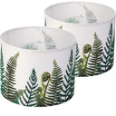 Large Fern Printed Drum Lamp Shades set of 2, 13"x13"x10" Medium Fabric Lamp Shades for Table Lamps,Floor Lamps.Easy-to-assemble Lamp Shade for Farmhouse or Modern Room Decoration.Sipder Design.