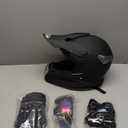 Adult Motocross Dirt Bike Helmet with Goggle, Gloves & Mask - DOT/FMVSS-218 Off-Road Motorcycle & ATV Helmet with Adjustable Sun Visor (Large, Matte Black-188)
