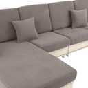 LA MEACK Couch Cushion Covers for Sectional Sofa L Shape Washable Separate Seat Chaise Couch Cover Stretch Sofa Slipcovers with 2 Pcs Pillowcases(2 Seater + 1 Chaise, Taupe)