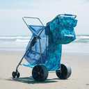 Tommy Bahama Wonder Wheeler Deluxe Folding Beach Cart, Portable Caddy for Towels and Beach Accessories, Stores 48-Quart Cooler & 4 Chairs, Blue