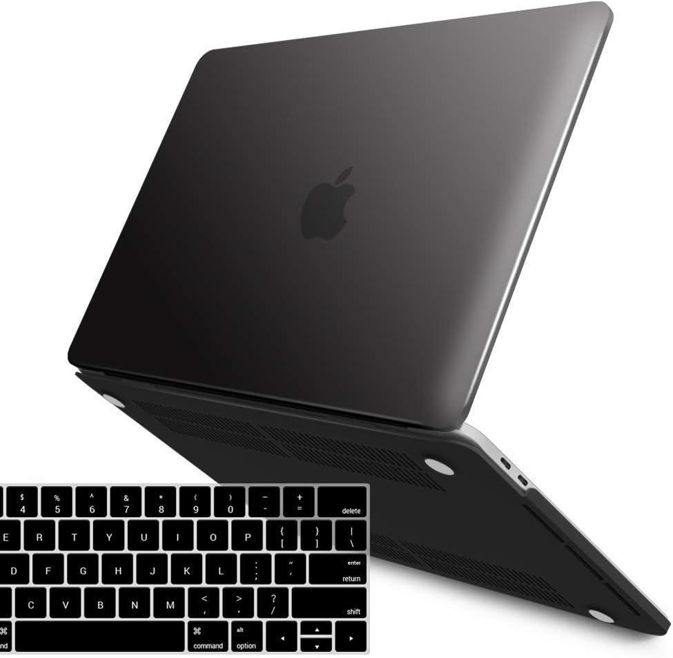 IBENZER Compatible with MacBook Pro 15 Inch Case 2019 2018 2017 2016 A1990 A1707, Plastic Hard Shell Case with Keyboard Cover for Mac Pro 15 Touch Bar, Black, T15BK+1B