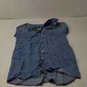 Zilcremo Women Denim Shirt Dresses Short Sleeve Distressed Jean Dress Button Down Casual Tunic Top (Medium, Blue)